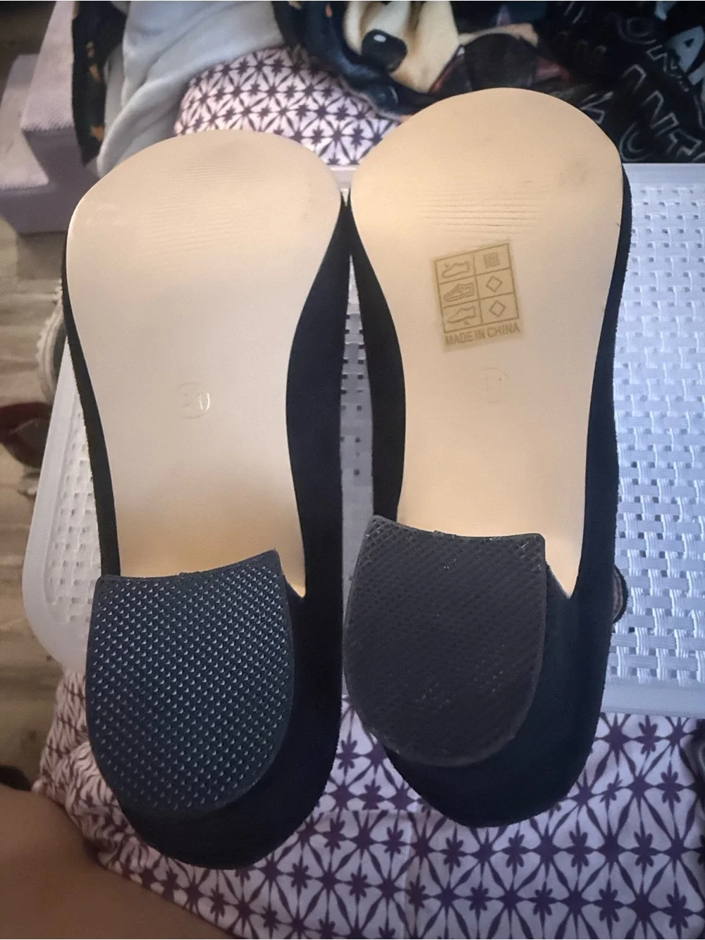 Black T-Strap Mary Jane Block Heel Pumps Size 41